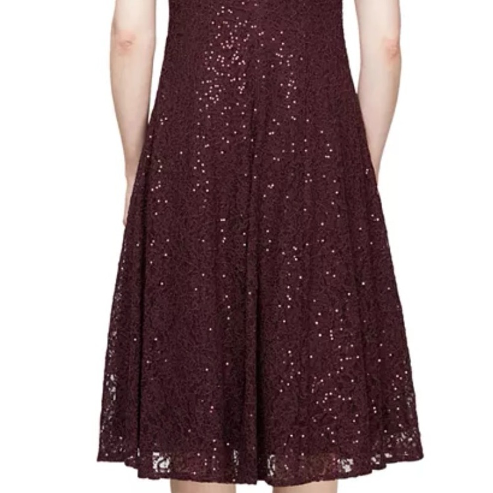 Holiday sequined lace dress.